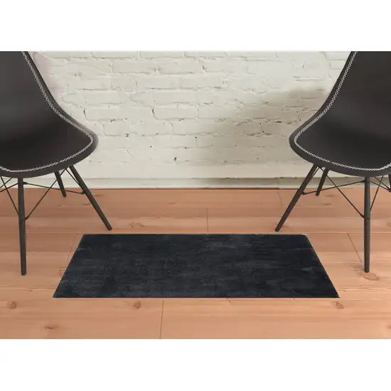 Black Shag Power Loom Area Rug Photo 2