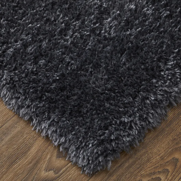 Black Shag Power Loom Area Rug Photo 4