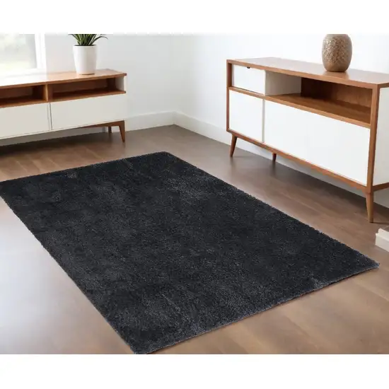 Black Shag Power Loom Area Rug Photo 1