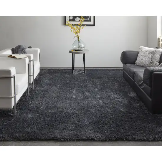 Black Shag Power Loom Area Rug Photo 6