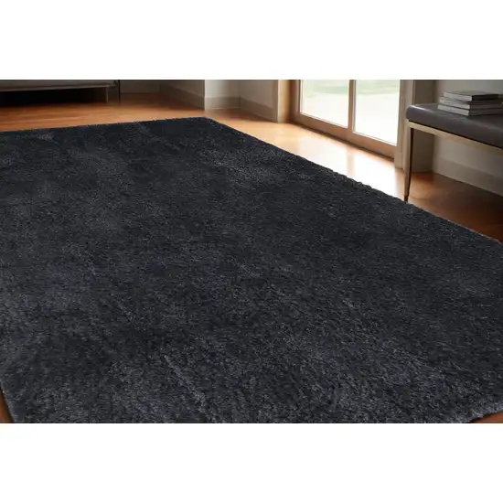 Black Shag Power Loom Area Rug Photo 1