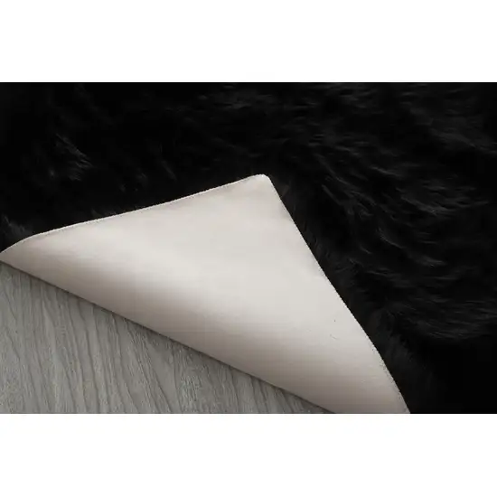 Black Shag Sheepskin Washable Area Rug Photo 7