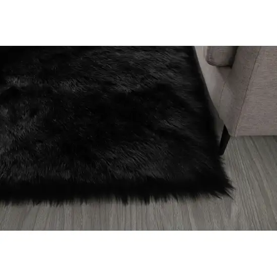 Black Shag Sheepskin Washable Area Rug Photo 2