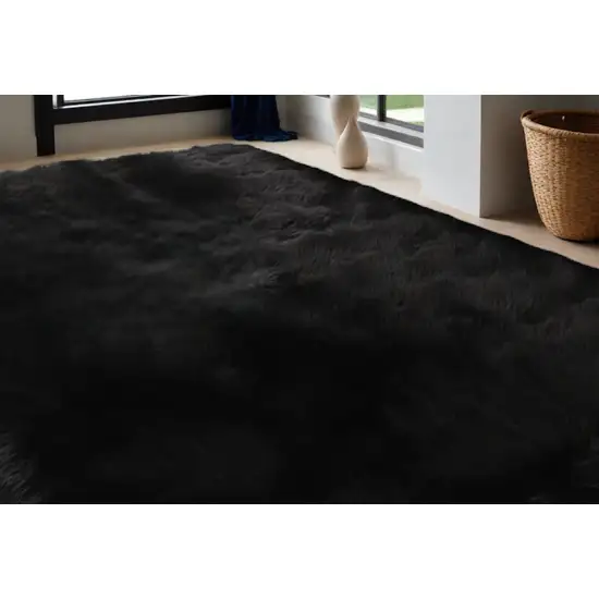 Black Shag Sheepskin Washable Area Rug Photo 3