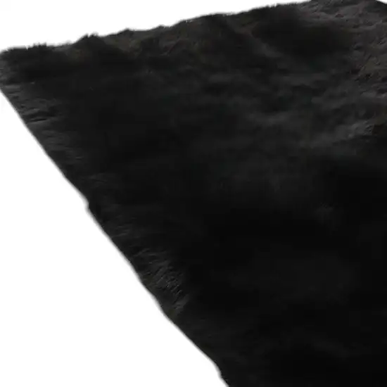 Black Shag Sheepskin Washable Area Rug Photo 5