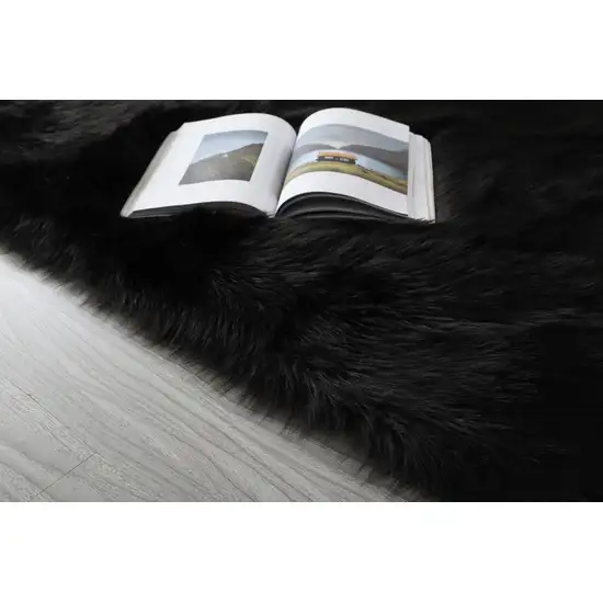 Black Shag Sheepskin Washable Area Rug Photo 8