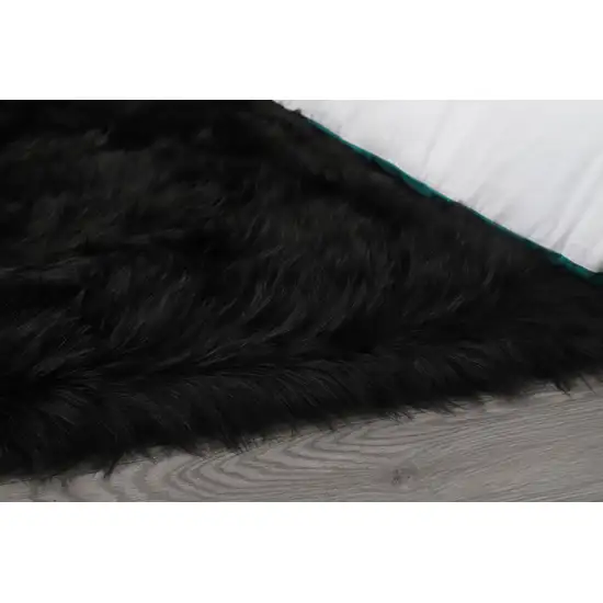 Black Shag Sheepskin Washable Area Rug Photo 6