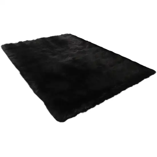 Black Shag Sheepskin Washable Area Rug Photo 1