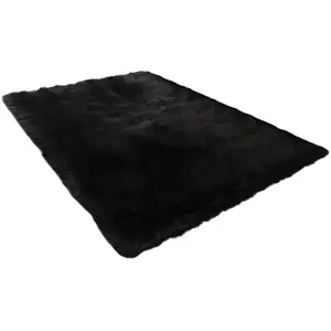 Photo of Black Shag Sheepskin Washable Area Rug