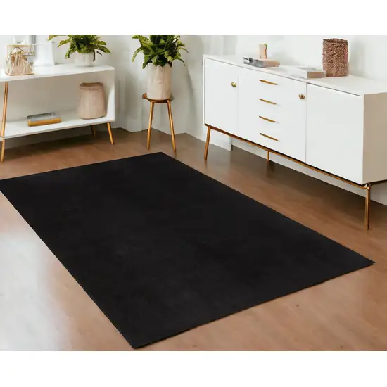 Black Shag Tufted Handmade Area Rug Photo 1