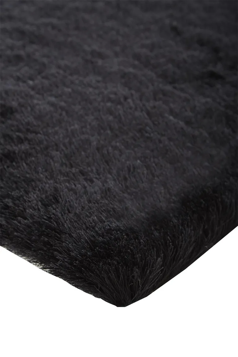 Black Shag Tufted Handmade Area Rug Photo 5