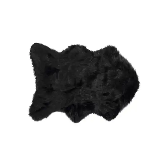 Black Sheepskin FAUX FUR Single - Area Rug Photo 1