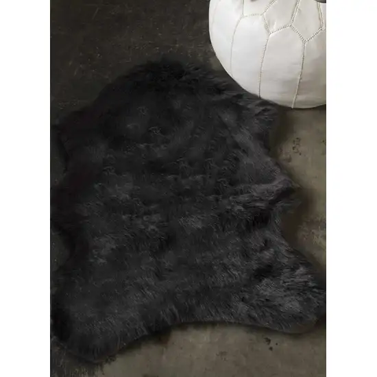 Black Sheepskin FAUX FUR Single - Area Rug Photo 5