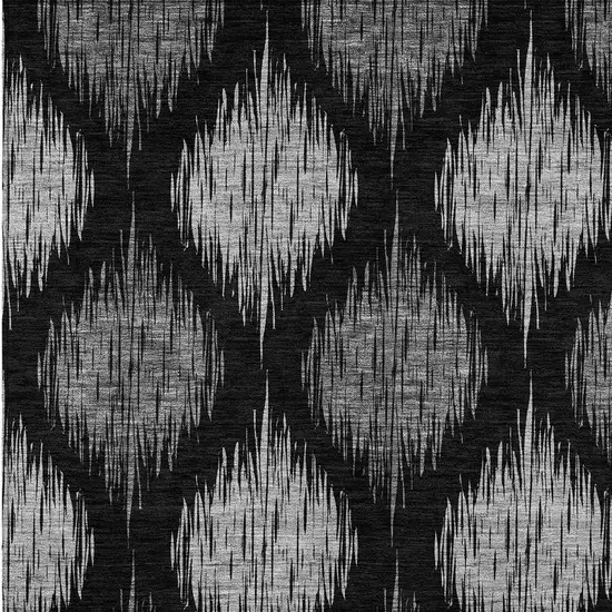 Black Silver And Gray Ikat Washable Indoor Outdoor Area Rug Photo 6