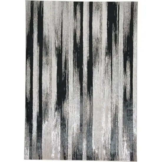 Black Silver and Gray Abstract Power Loom Area Rug Photo 5