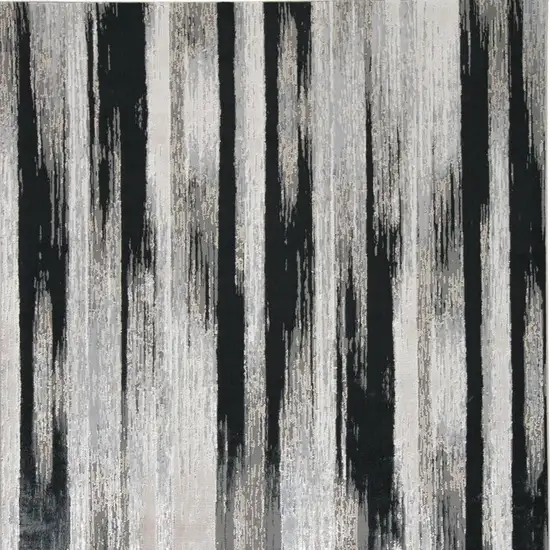 Black Silver and Gray Abstract Power Loom Area Rug Photo 4