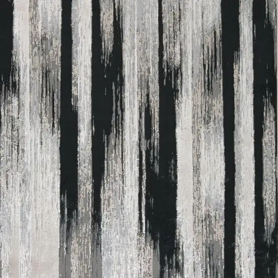 Black Silver and Gray Abstract Power Loom Area Rug Photo 4