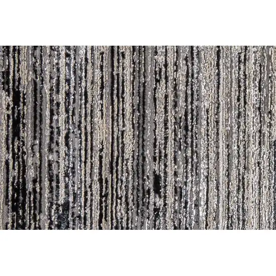 Black Silver and Gray Abstract Runner Rug Photo 9