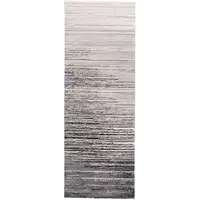 Photo of Black Silver and Gray Abstract Runner Rug