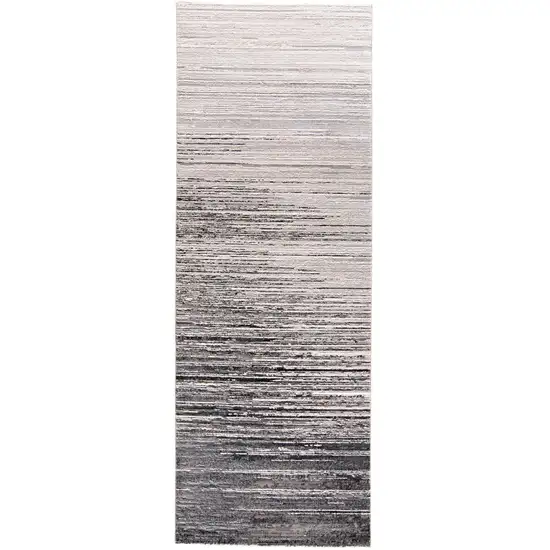 Black Silver and Gray Abstract Runner Rug Photo 2