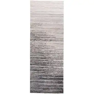 Photo of Black Silver and Gray Abstract Runner Rug