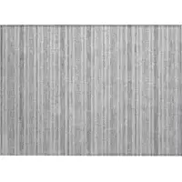 Photo of Black Silver and Gray Striped Washable Non Skid Indoor Outdoor Area Rug