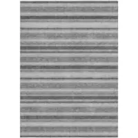 Photo of Black Silver and Gray Striped Washable Non Skid Indoor Outdoor Area Rug