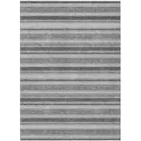 Photo of Black Silver and Gray Striped Washable Non Skid Indoor Outdoor Area Rug