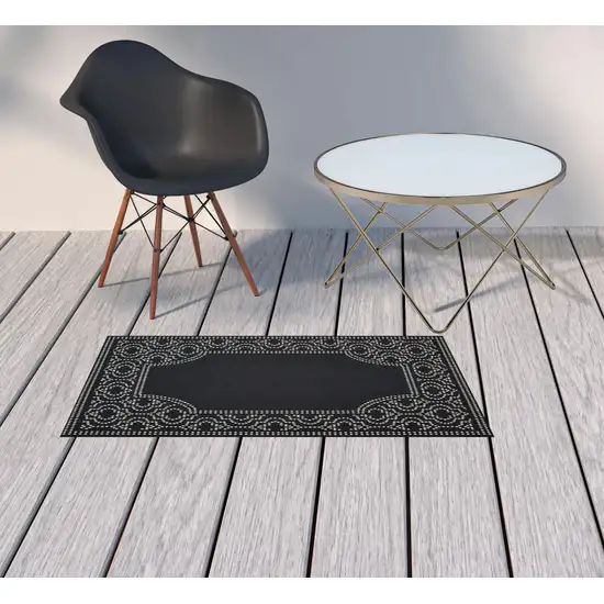 Black Stain Resistant Indoor Outdoor Area Rug Photo 2