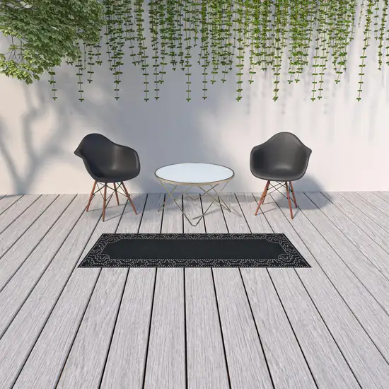 Black Stain Resistant Indoor Outdoor Area Rug Photo 2