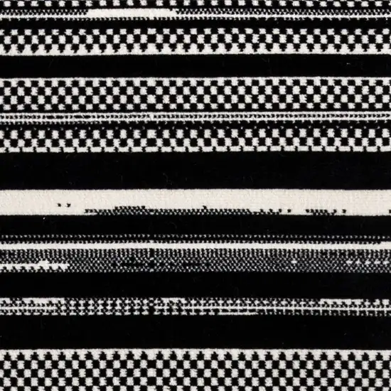 Black Striped Power Loom Runner Rug Photo 7