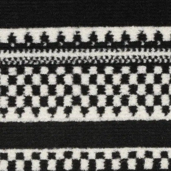 Black Striped Power Loom Runner Rug Photo 5