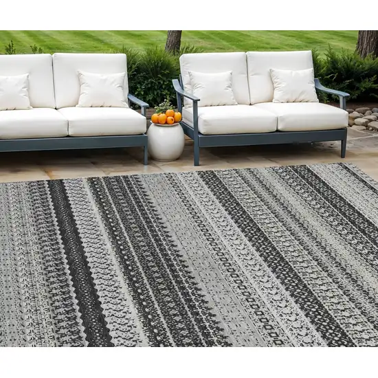 Black Striped Washable Non Skid Indoor Outdoor Area Rug Photo 1