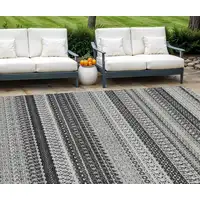 Photo of Black Striped Washable Non Skid Indoor Outdoor Area Rug