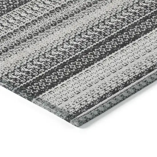 Black Striped Washable Non Skid Indoor Outdoor Area Rug Photo 4