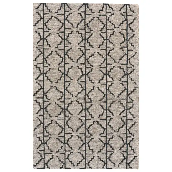 Black Taupe And Gray Wool Geometric Tufted Handmade Stain Resistant Area Rug Photo 1