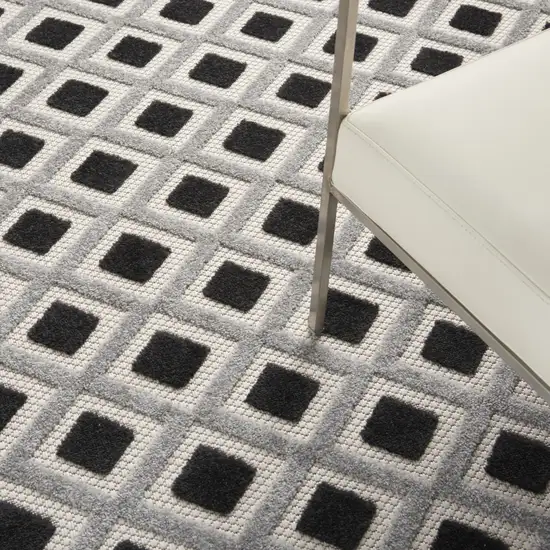 Black And White Geometric Indoor Outdoor Area Rug Photo 6