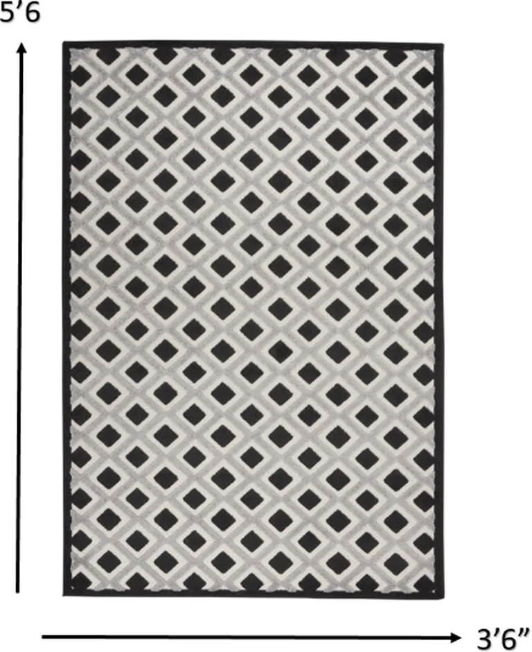 Black White Gray Indoor Outdoor Area Rug Photo 2