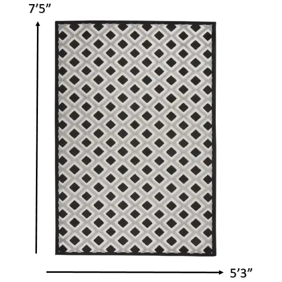 Black And White Geometric Indoor Outdoor Area Rug Photo 6