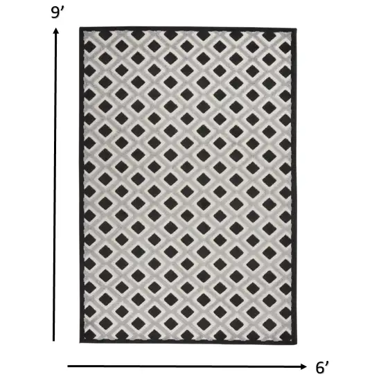 Black White Gray Indoor Outdoor Area Rug Photo 3