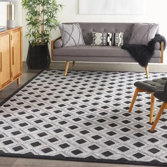 Black And White Geometric Indoor Outdoor Area Rug Photo 6