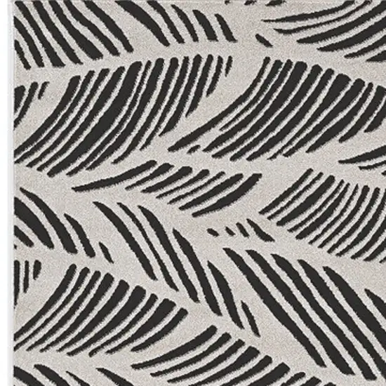 Black White Machine Woven Uv Treated Tropical Palm Leaves Indoor Outdoor Accent Rug Photo 6