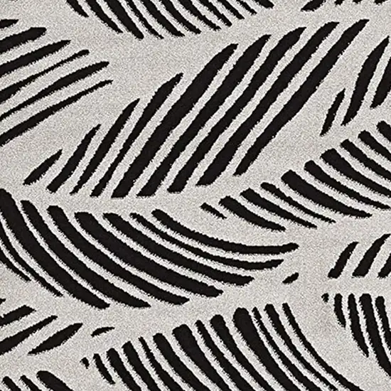 Black White Machine Woven Uv Treated Tropical Palm Leaves Indoor Outdoor Area Rug Photo 5