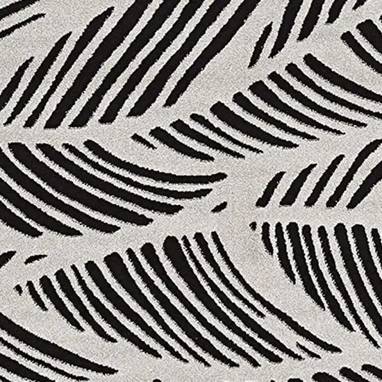 8'X11' Black White Machine Woven Uv Treated Tropical Palm Leaves Indoor Outdoor Area Rug Photo 6
