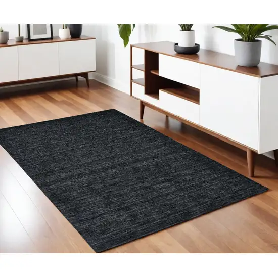 Black Wool Hand Woven Area Rug Photo 1