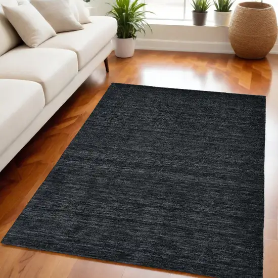 Black Wool Hand Woven Area Rug Photo 1