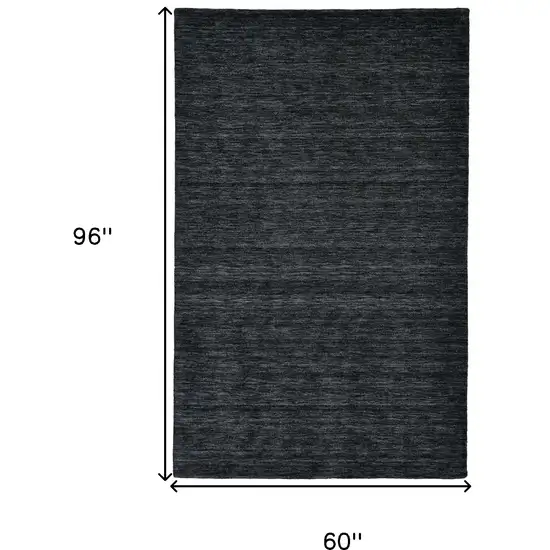 Black Wool Hand Woven Area Rug Photo 3