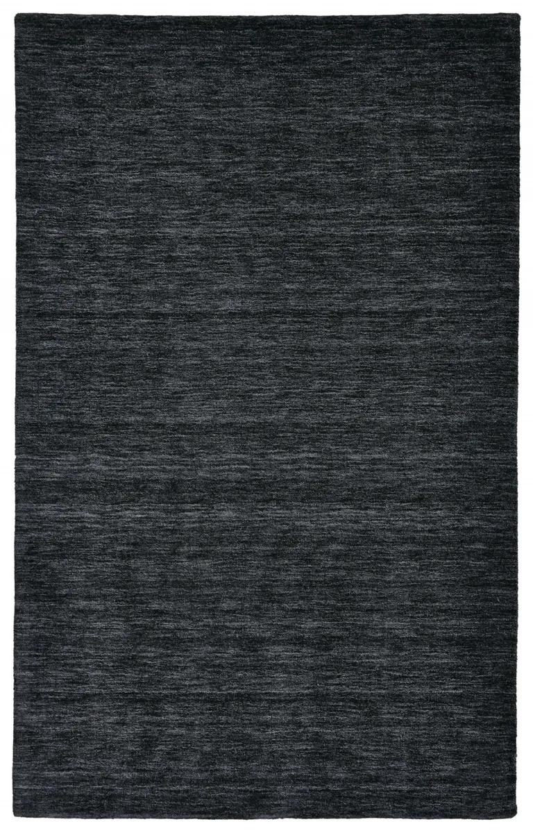 Black Wool Hand Woven Stain Resistant Area Rug Photo 1