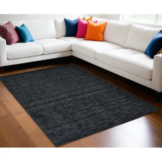 Black Wool Hand Woven Area Rug Photo 1