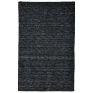 Photo of Black Wool Hand Woven Stain Resistant Area Rug